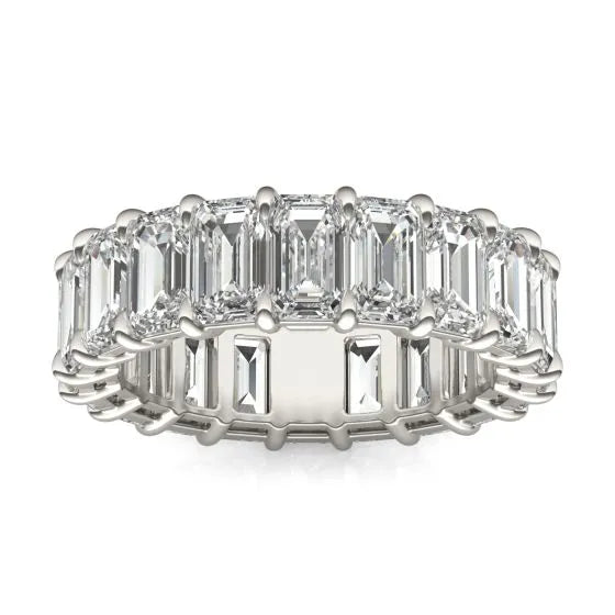 Emerald Lab Diamond Ring – Classic Eternity Band 6 1/4 CTW | 14K White Gold
