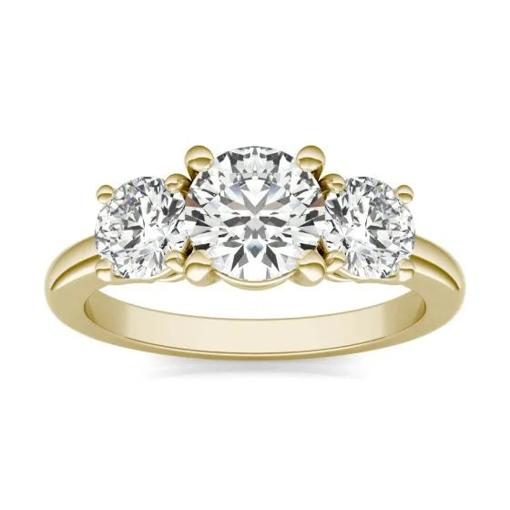 Lab Grown Diamond Ring – 2 Carat Three Stone Engagement in 14K Gold Band
