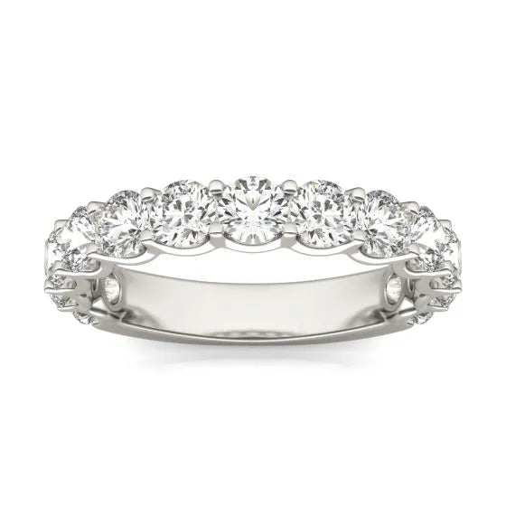 Lab Grown Diamond Ring – 2.07 CTW Round Cut Diamonds | 14K White Gold Half Eternity Band
