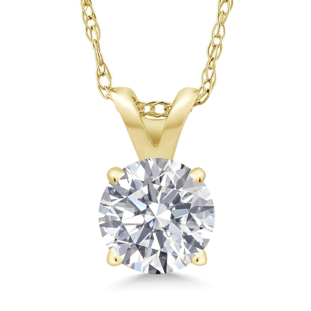 Lab Grown Diamond Necklace – 1 Carat Round Pendant | 14K Gold Rope Chain