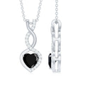 2 Carat Black Onyx Infinity Heart Pendant with Diamond
