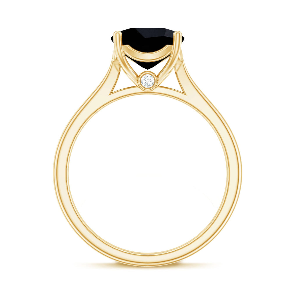 2 Carat Cushion Cut Black Onyx Solitaire Engagement Ring