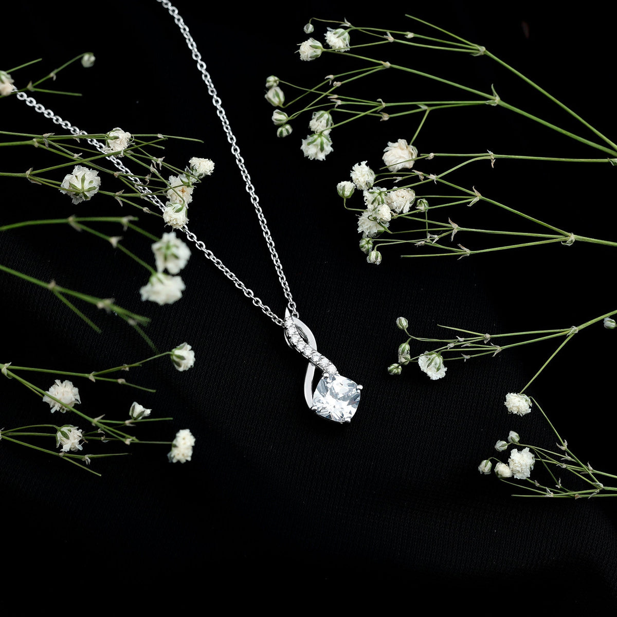 2 Carat Cushion Cut Cubic Zirconia Infinity Necklace for Women