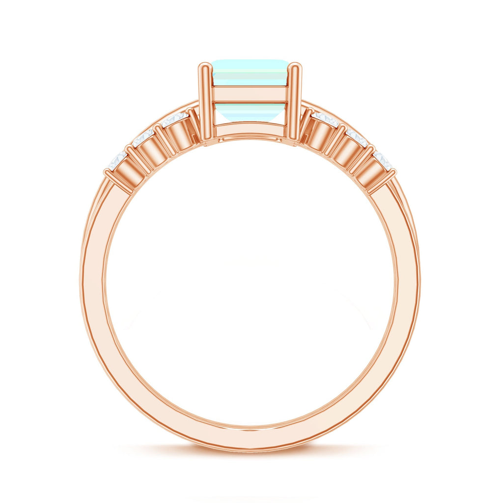 2 Carat Emerald Cut Ethiopian Opal Solitaire Ring Set with Diamond Enhancer