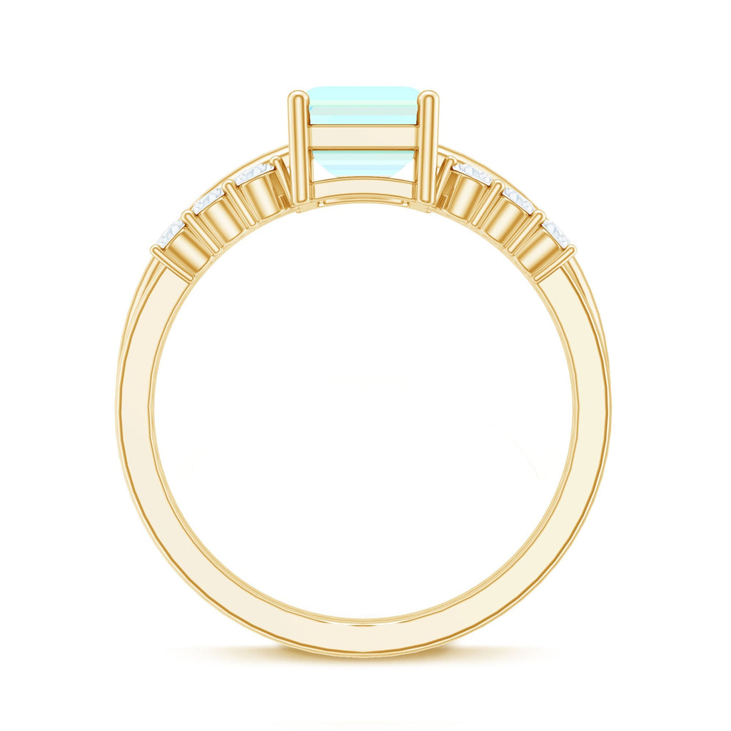 2 Carat Emerald Cut Ethiopian Opal Solitaire Ring Set with Diamond Enhancer