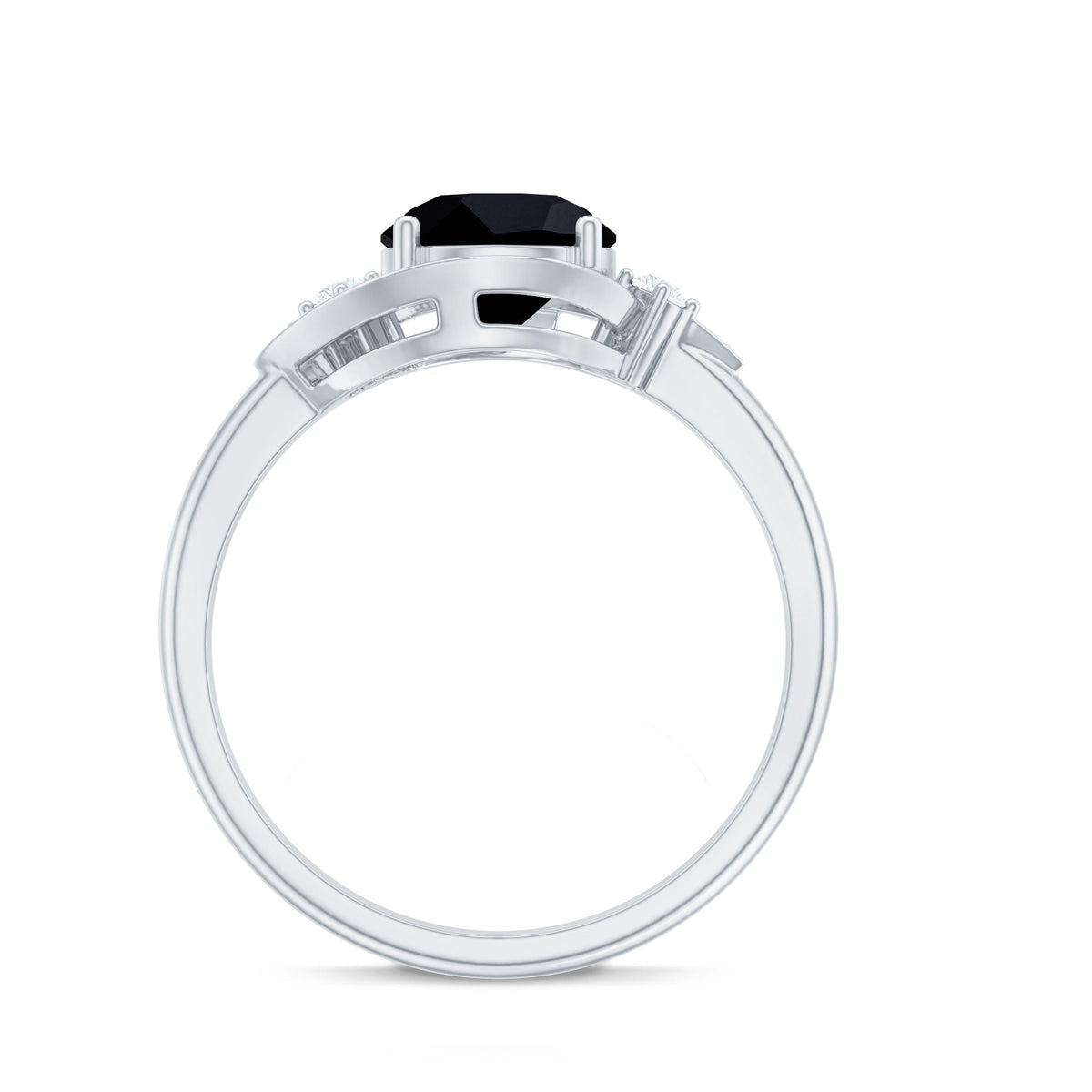 2 Carat Lab Grown Black and White Diamond Engagement Ring for Women