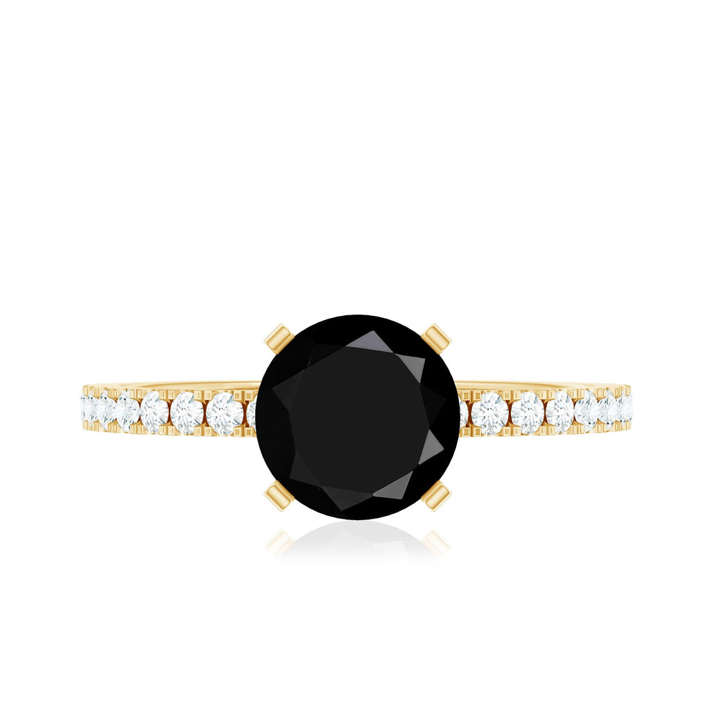 2 Carat Lab Grown Black Diamond Solitaire Engagement Ring with White Diamond
