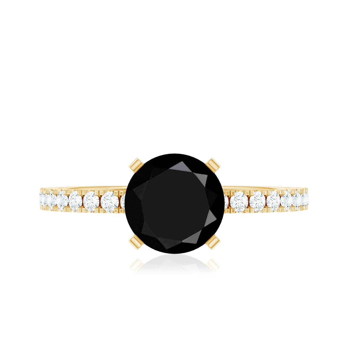 2 Carat Lab Grown Black Diamond Solitaire Engagement Ring with White Diamond