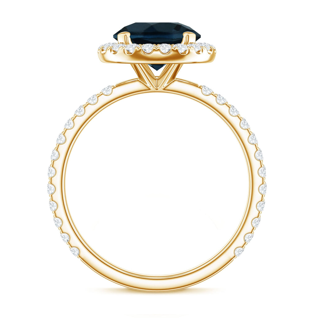 2 Carat London Blue Topaz Classic Engagement Ring with Diamond