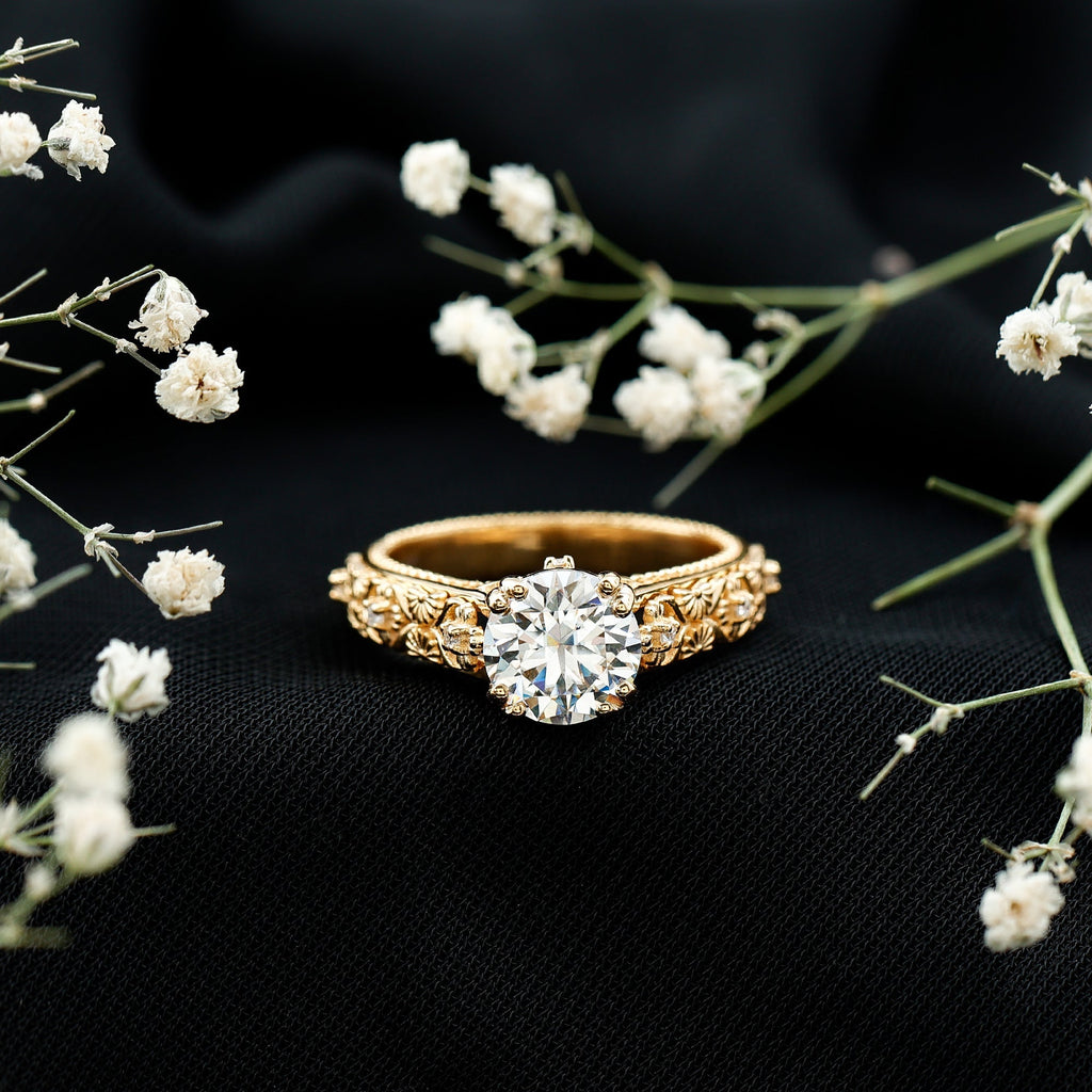 2 Carat Moissanite Double Prong Vintage Engagement Ring