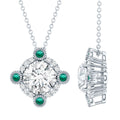 2 Carat Moissanite Necklace - Vintage Inspired Pendant with Lab Grown Emerald & Silver Chain