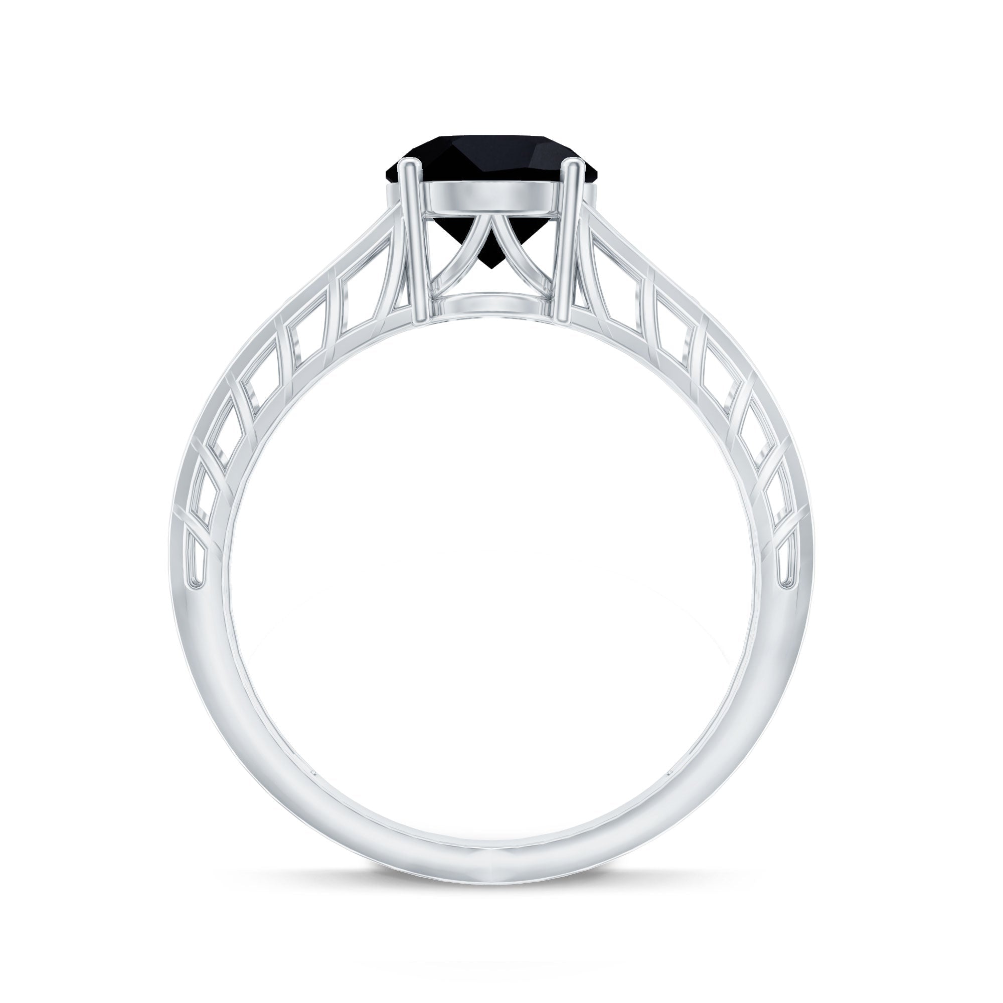 2 Carat Round Black Onyx Filigree Engagement Ring with Certificate