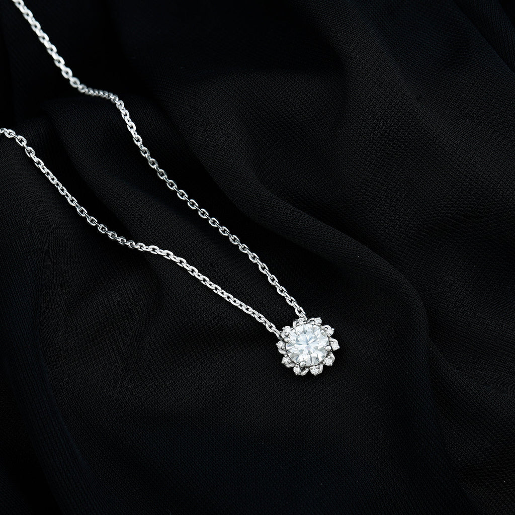 2 Carat Round Cut Lab Grown Diamond Starburst Necklace