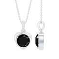 2 Carat Round Lab Created Black and White Diamond Solitaire Heart Necklace