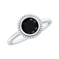 2 Carat Round Shape Black Onyx Solitaire Ring in Bezel Setting
