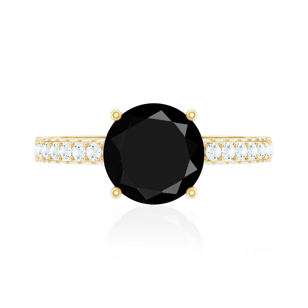 2 Carat Solitaire Black Onyx Engagement Ring with Moissanite