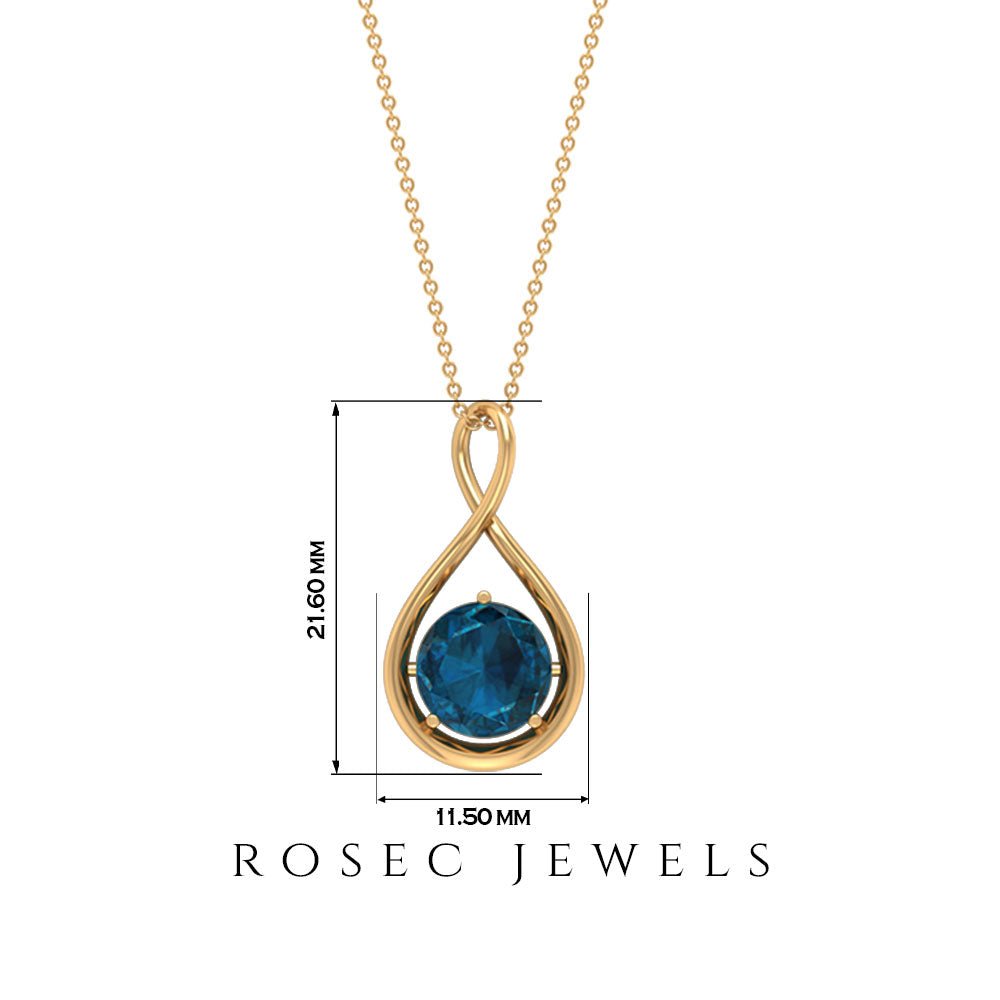 2 CT London Blue Topaz Infinity Pendant Necklace