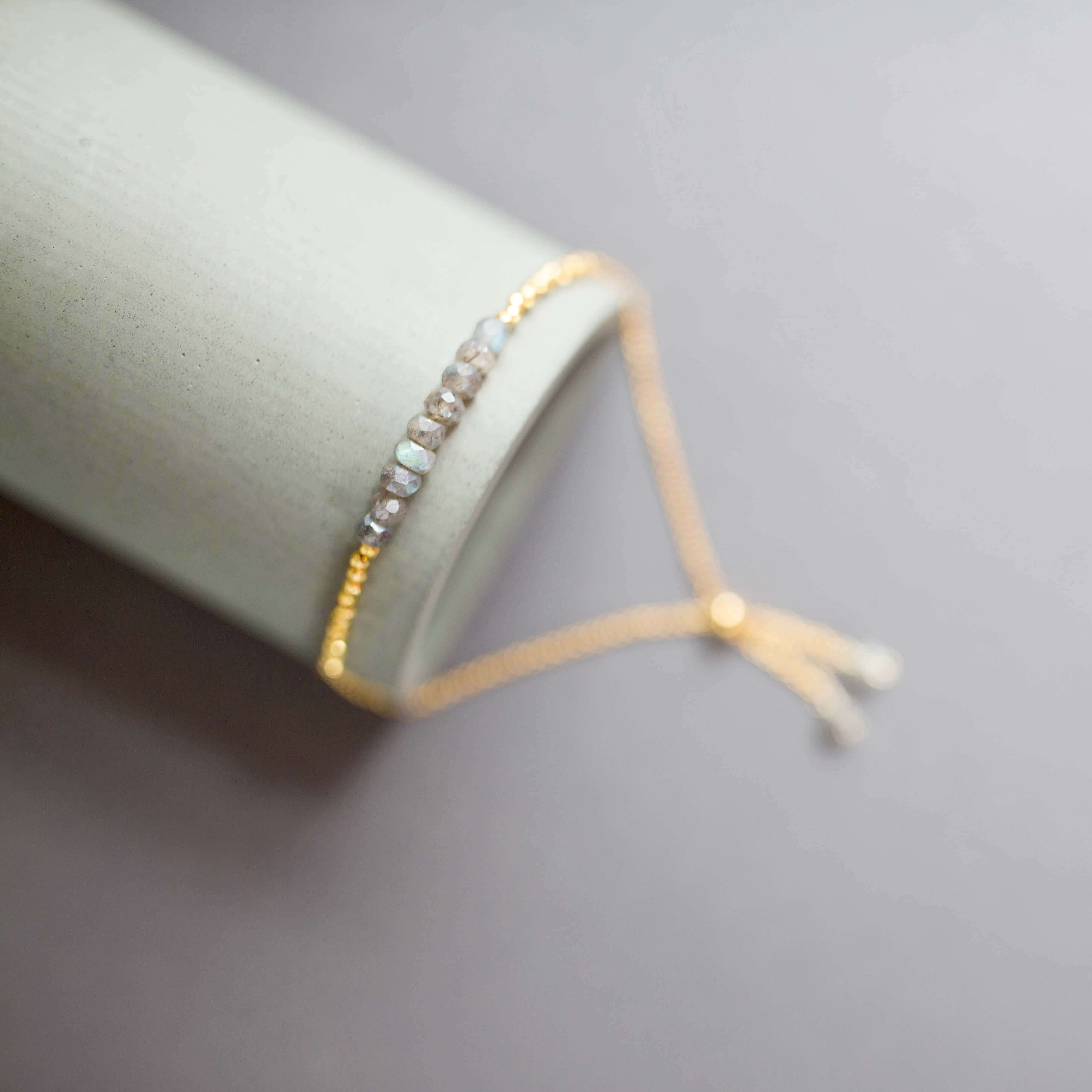 Labradorite Bracelet Set – Adjustable Gemstone Bracelets With 14k Gold Plated Chain