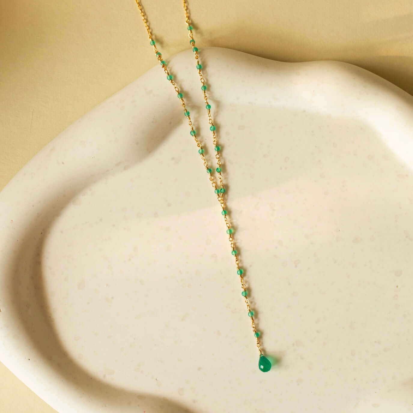 Kensington Necklace – Handmade Gemstone Adjustable Pendant | 14k Gold Plated Chain