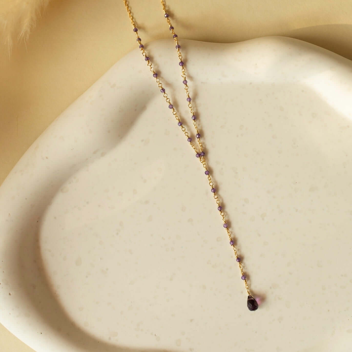 Iolite Kensington Necklace – 14k Gold Plated Adjustable Beaded Chain Pendant