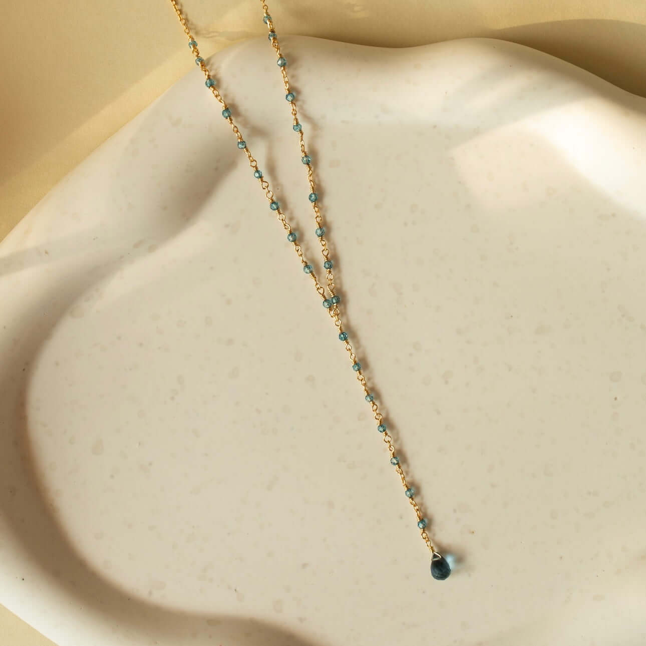 Kensington Necklace – Handmade Gemstone Adjustable Pendant | 14k Gold Plated Chain