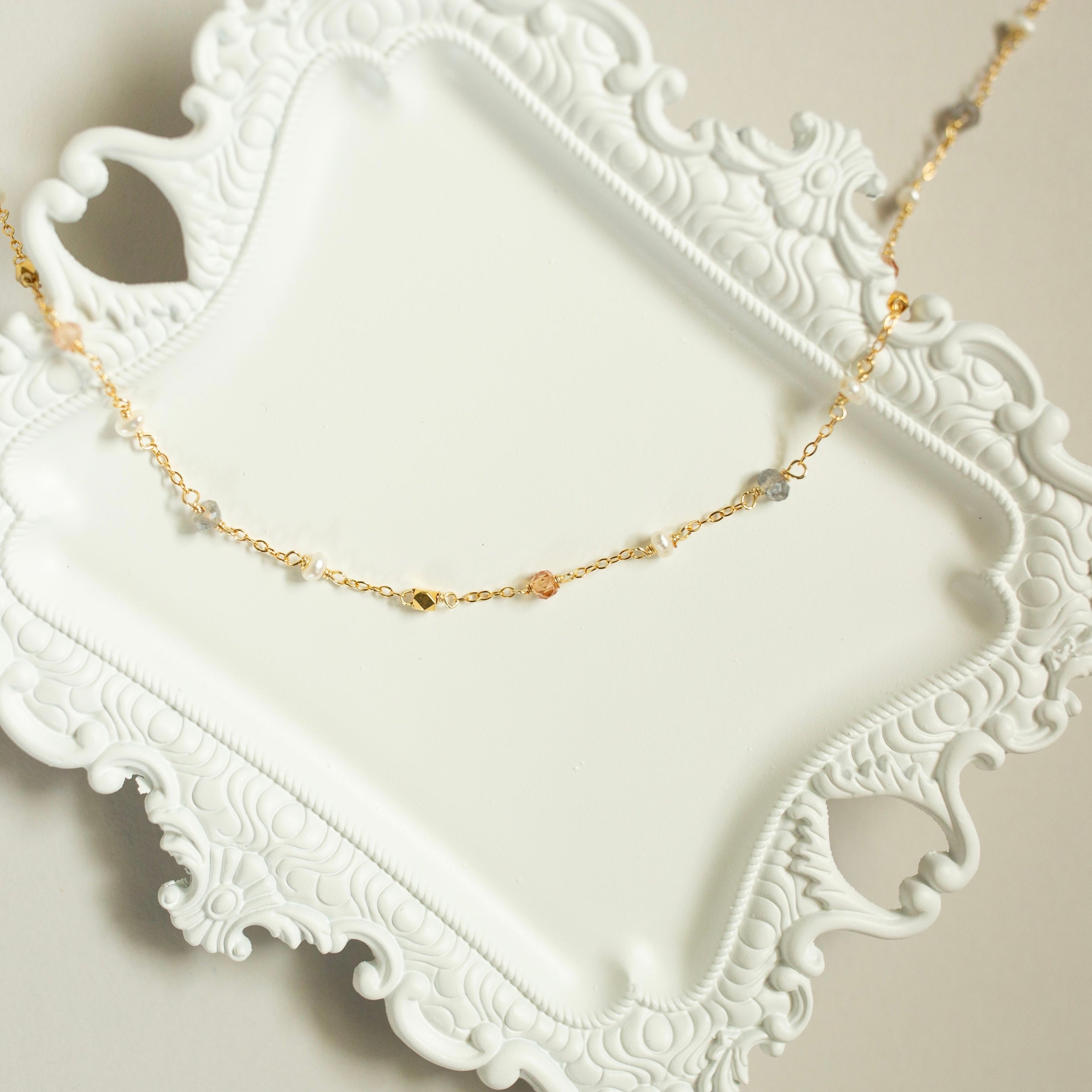 Gemstone Martini Chains – Handmade Cocktail Chain With Gold Plated Necklace & Adjustable Length