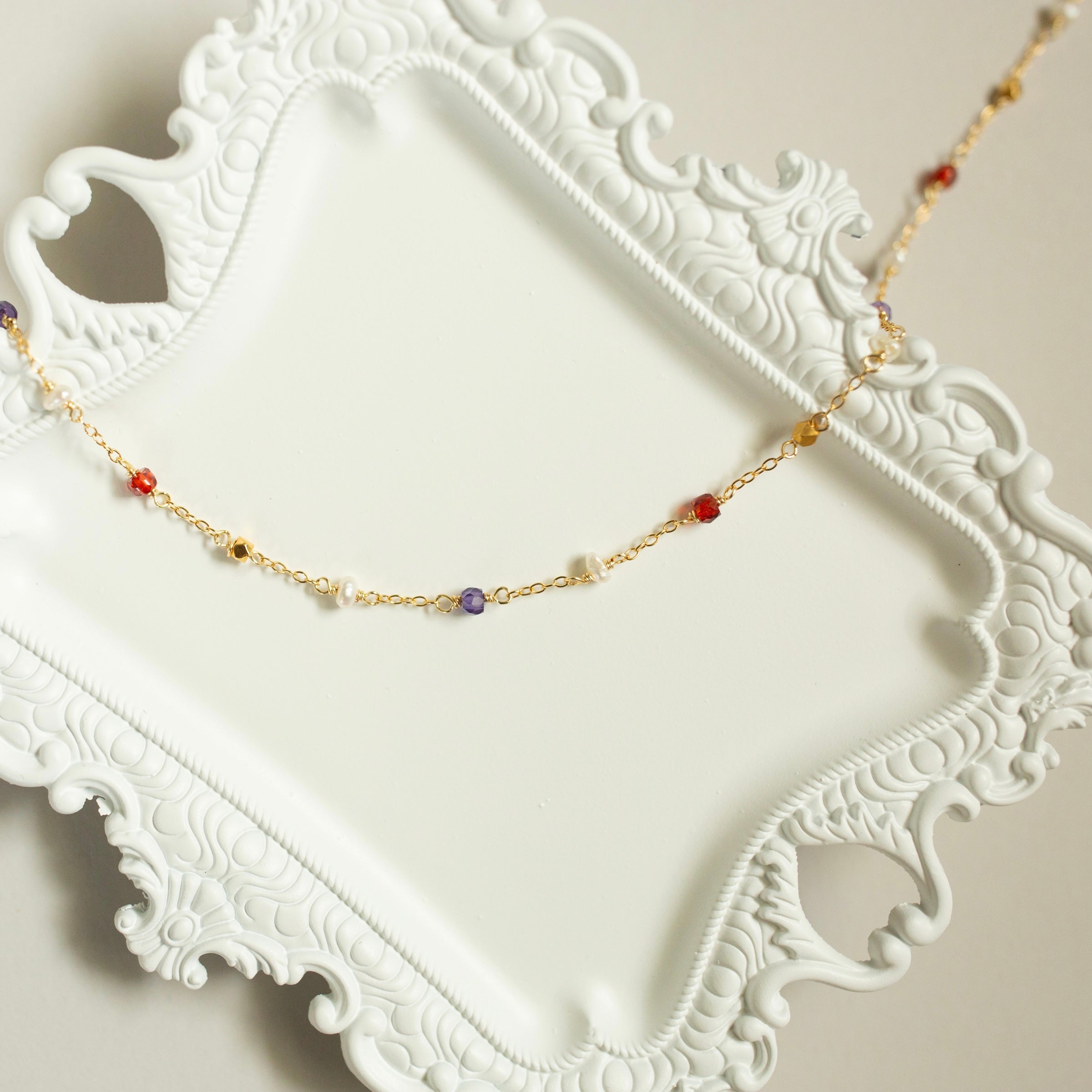 Gemstone Martini Chains – Handmade Cocktail Chain With Gold Plated Necklace & Adjustable Length