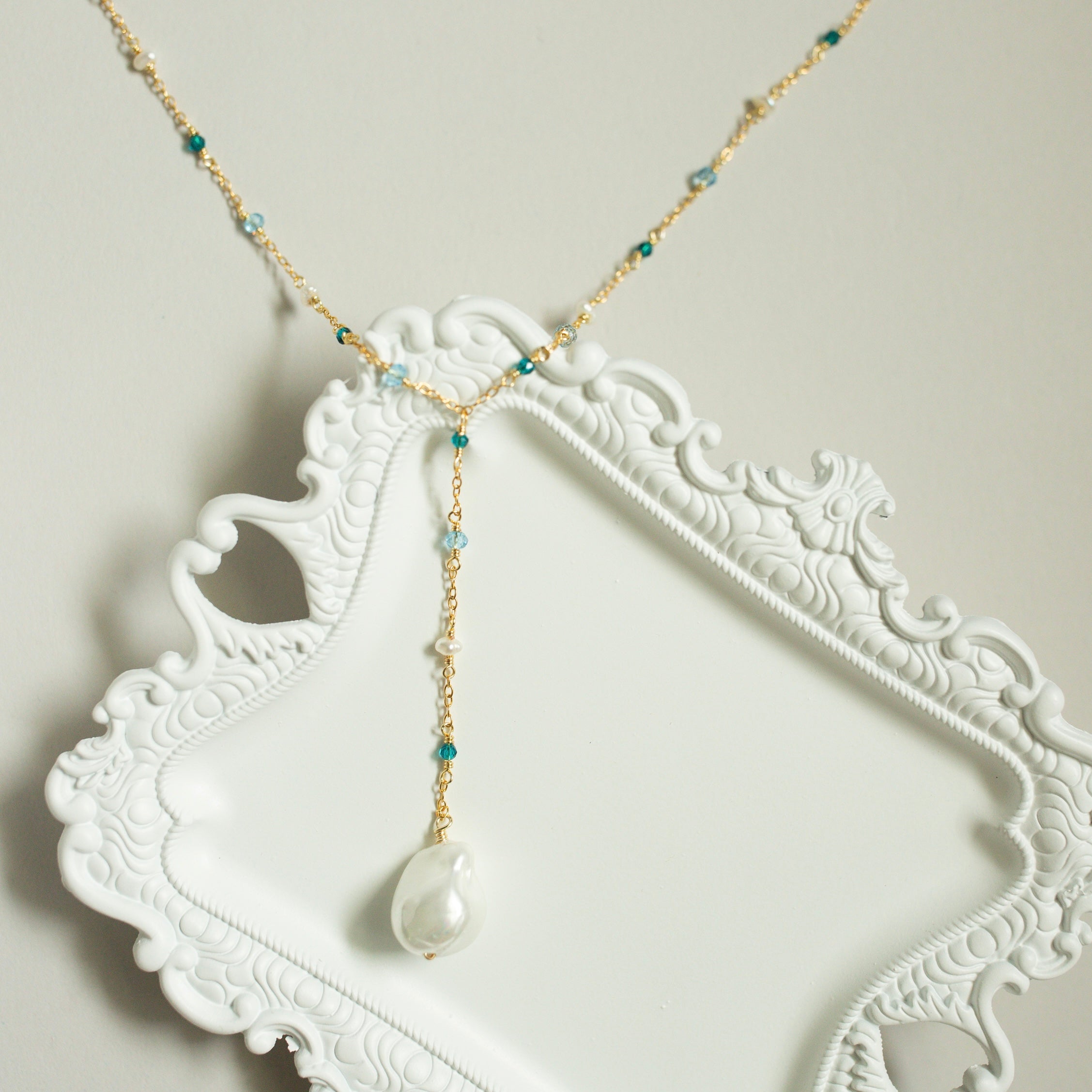 Pearl Gossamer Necklace – Handmade Freshwater Pearl Jewelry With Delicate Gold Chain
