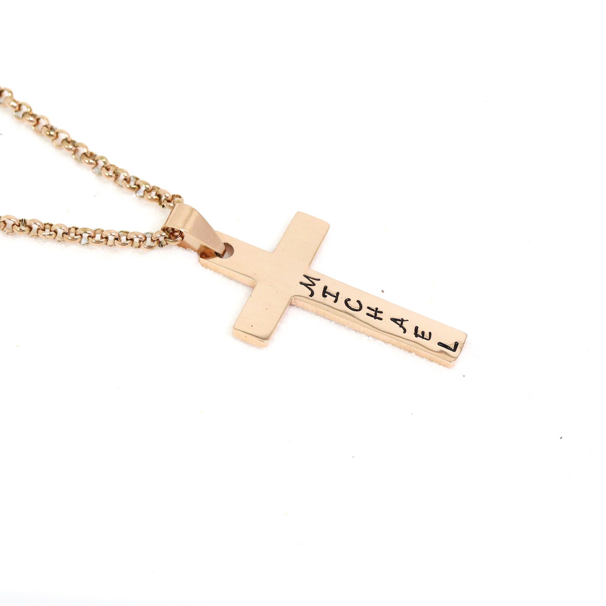 Gold Cross Pendant – 18K PVD Stainless Steel Necklace With Rounded Box Chain