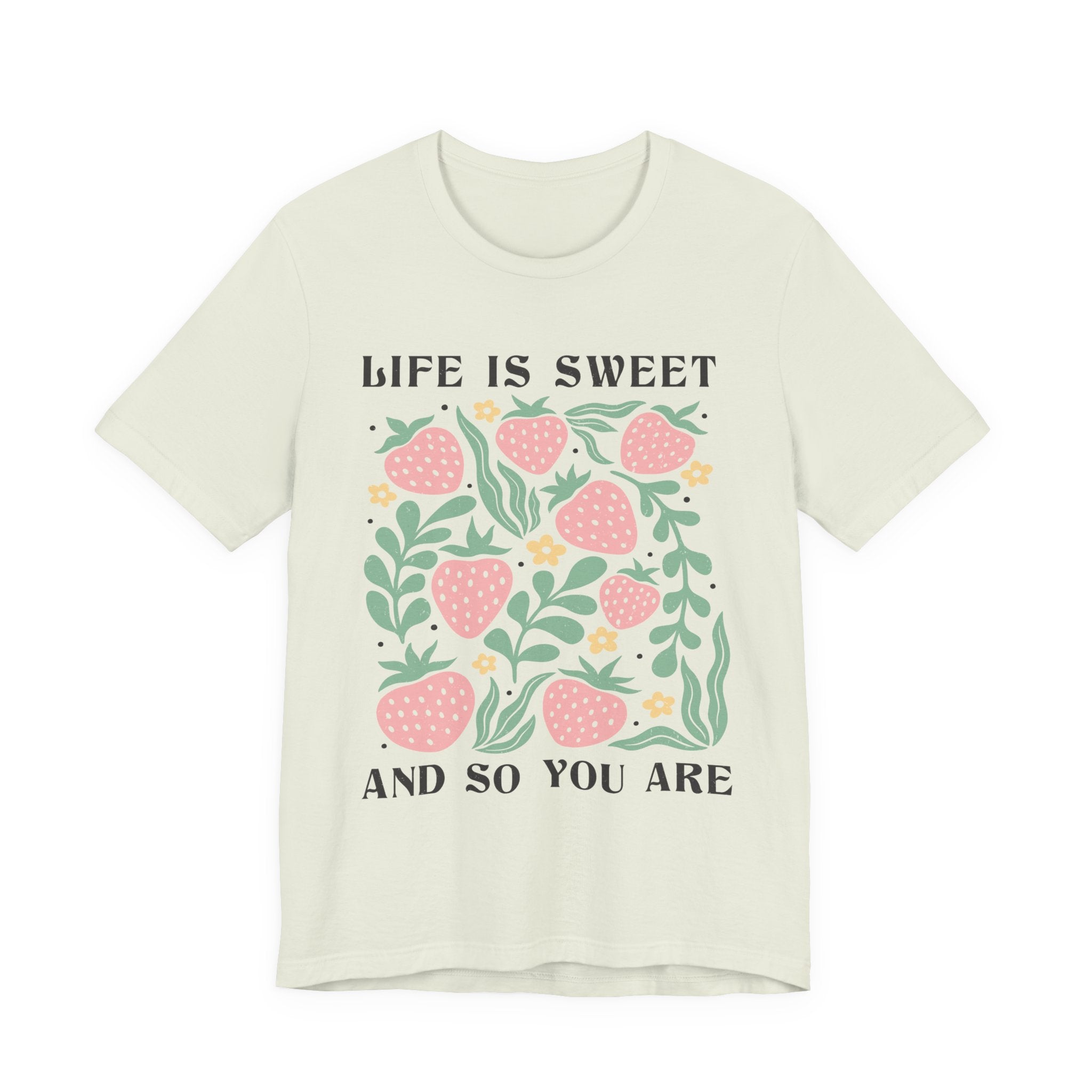 Cottagecore Graphic Tee – Life Is Sweet Strawberry Shirt | Soft Cotton Vintage Style