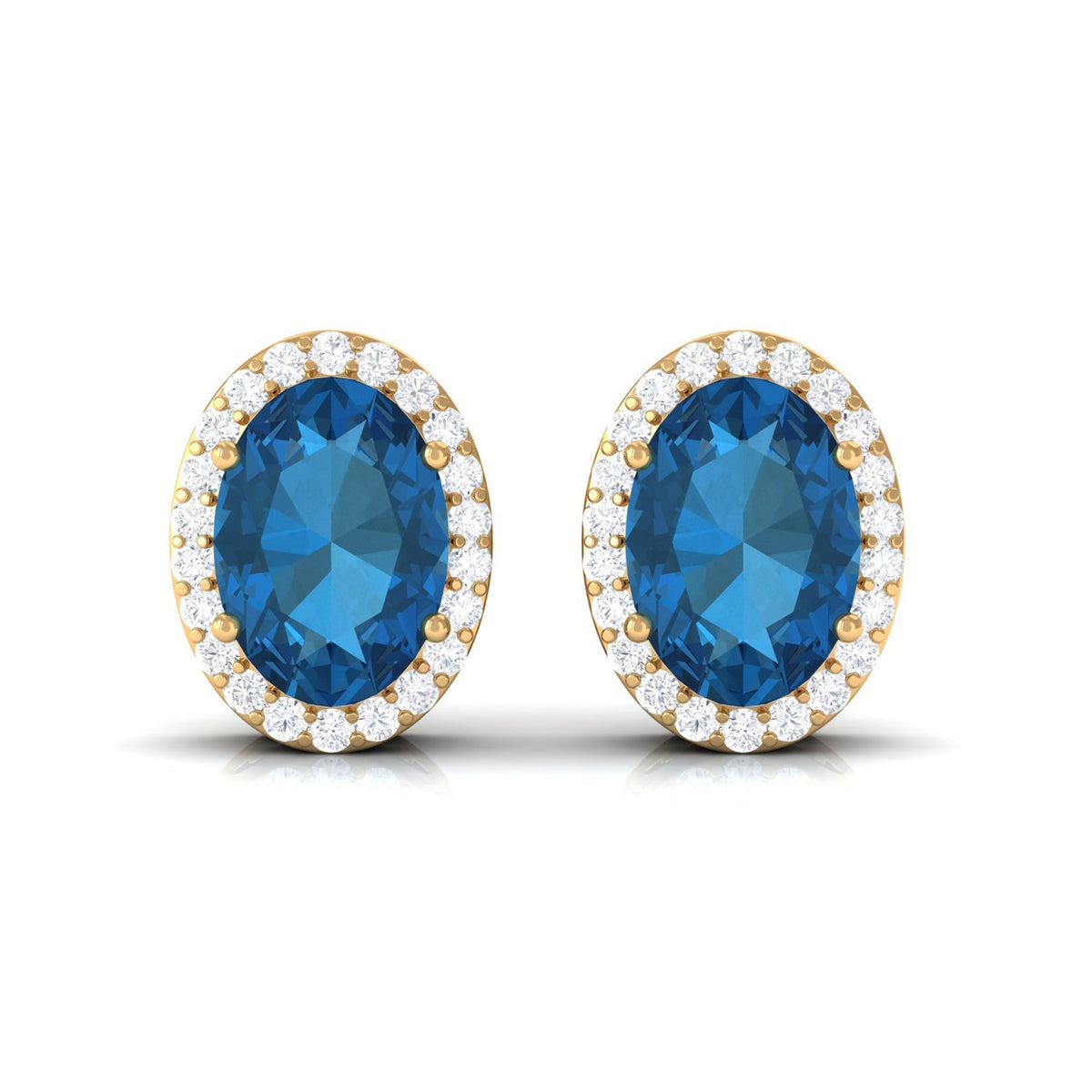 2.2 Carat London Blue Topaz and Diamond Halo Stud Earrings