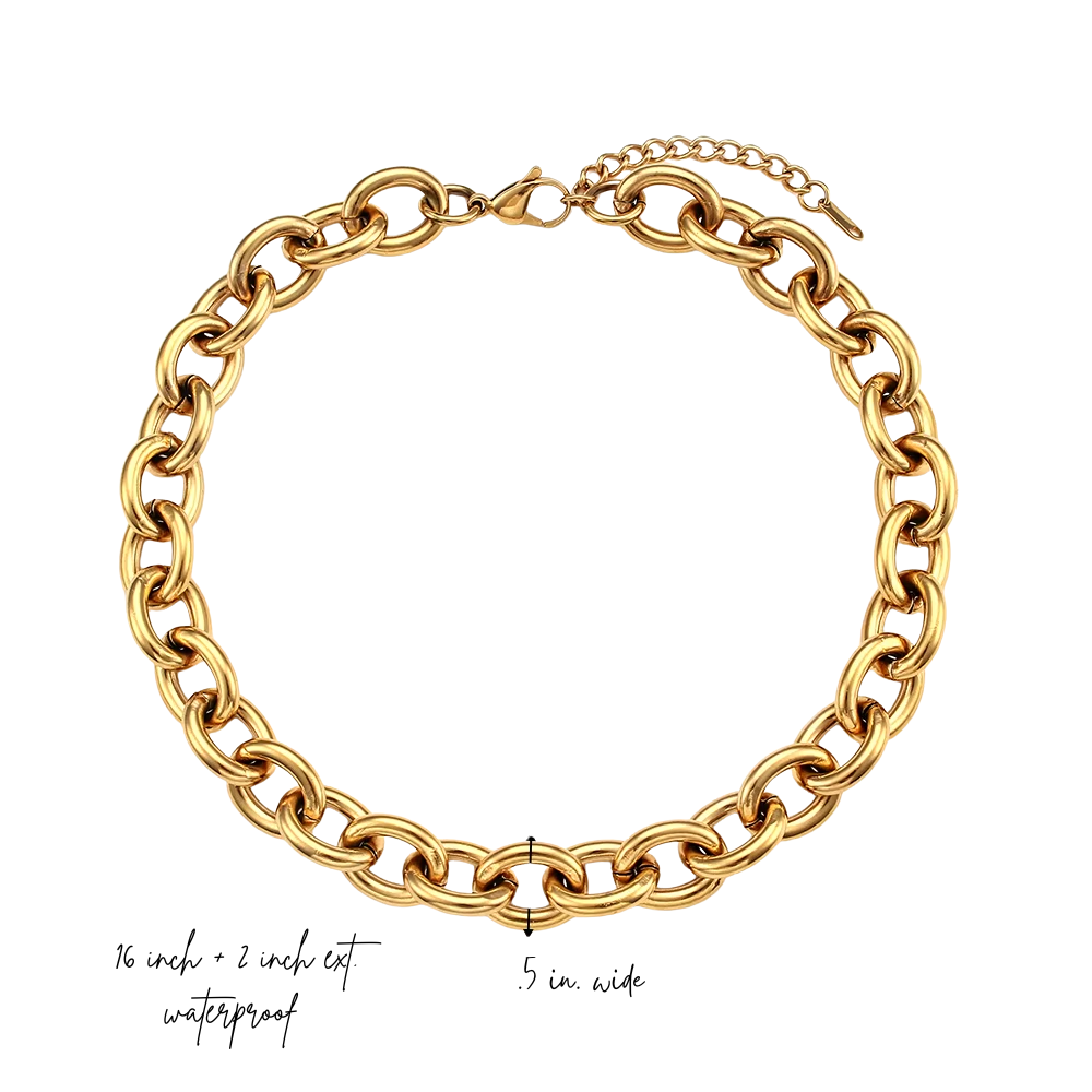 Bold Link Chain Necklace - 18k Gold Waterproof