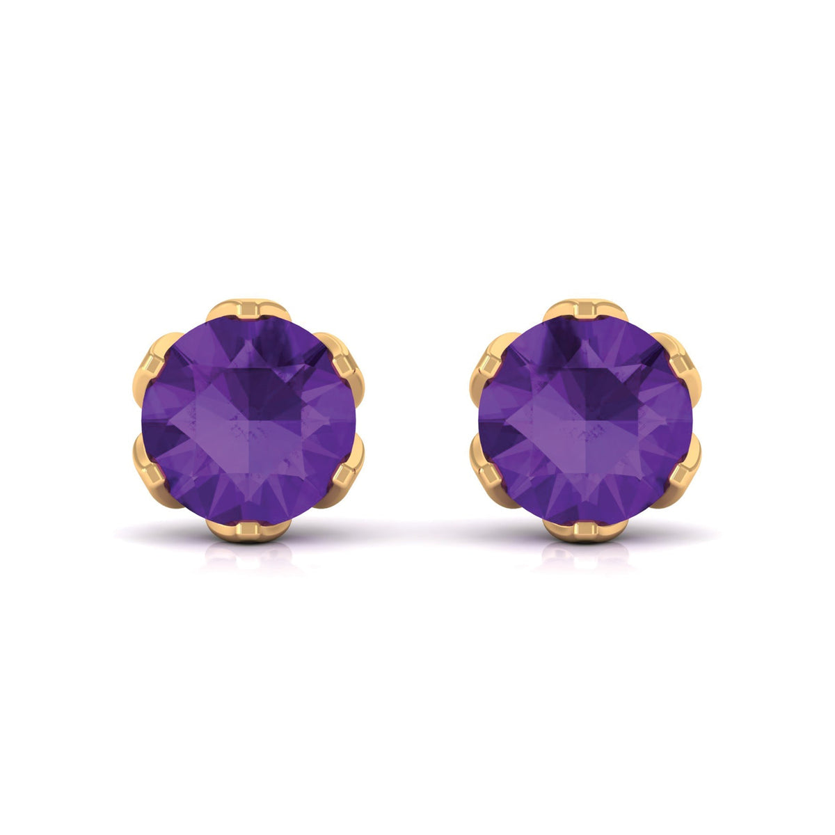 2.4 Carat Amethyst Solitaire Stud Earrings For Women