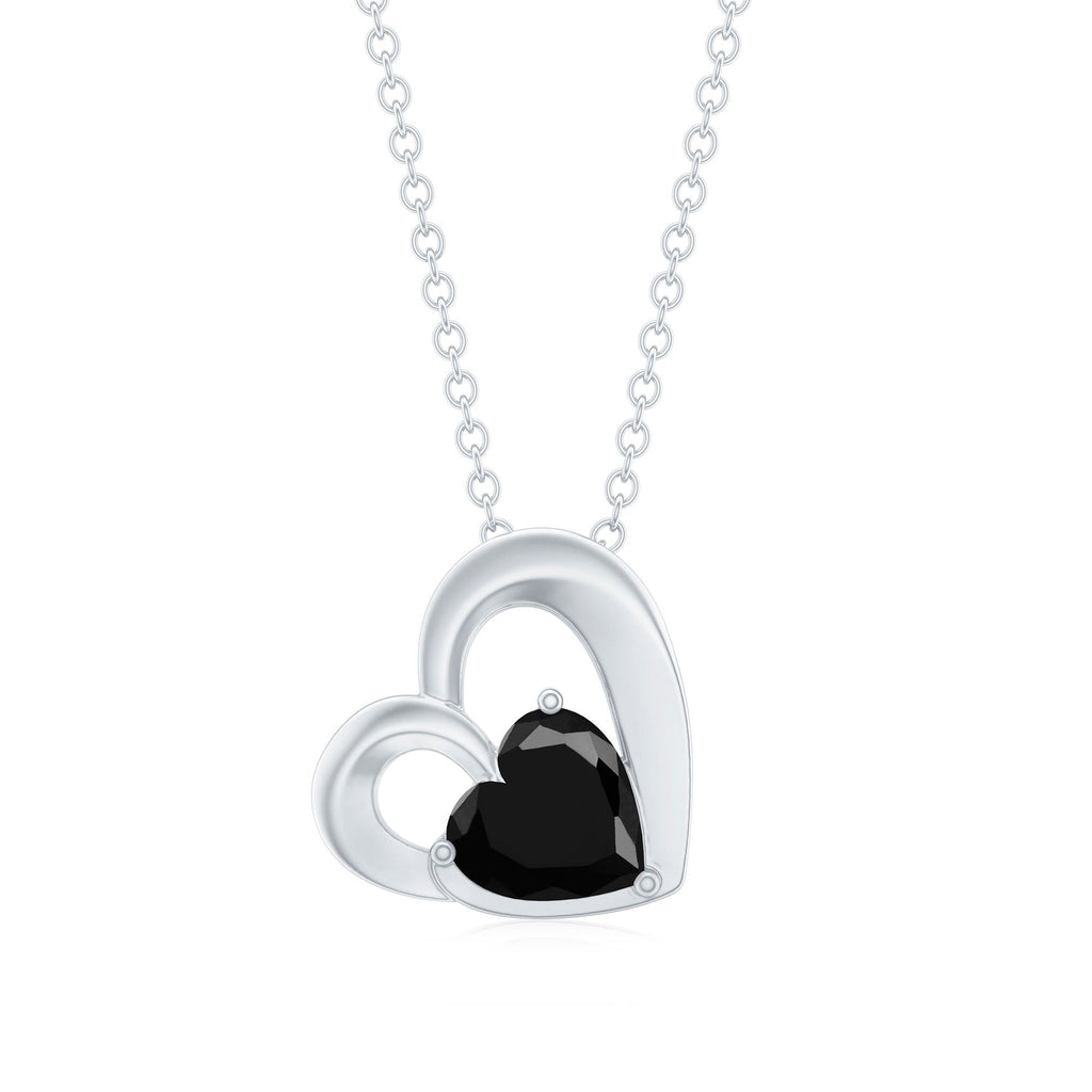 2.4 Carat Heart Lab Grown Black Diamond Solitaire Necklace