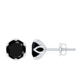 2.4 Carat Round Cut Black Onyx Solitaire Stud Earrings