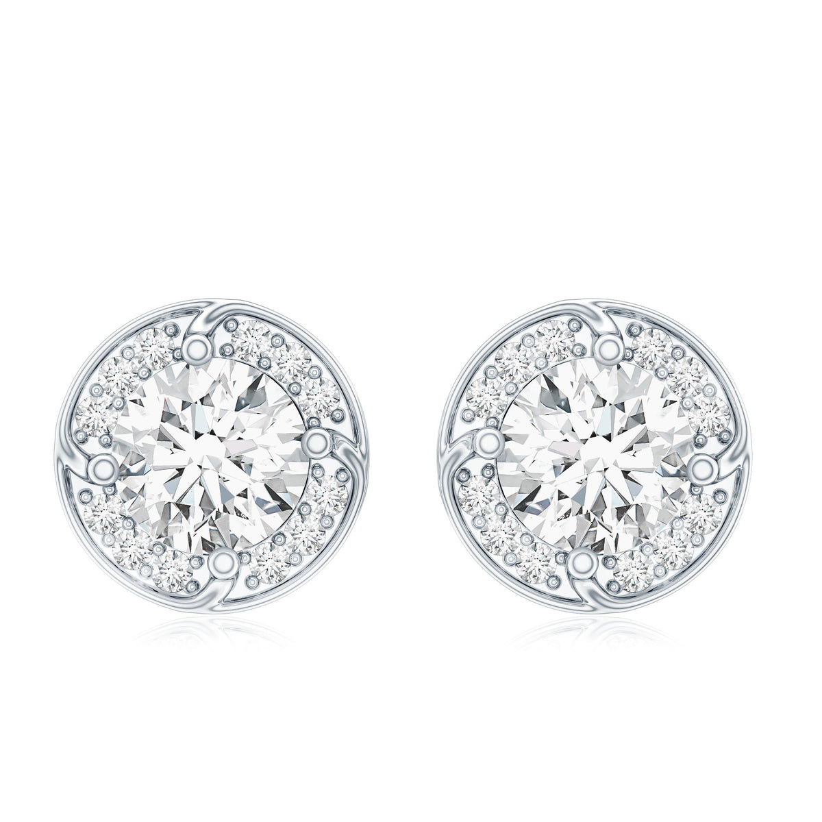 2.5 Carat Lab Grown Diamond Halo Stud Earrings