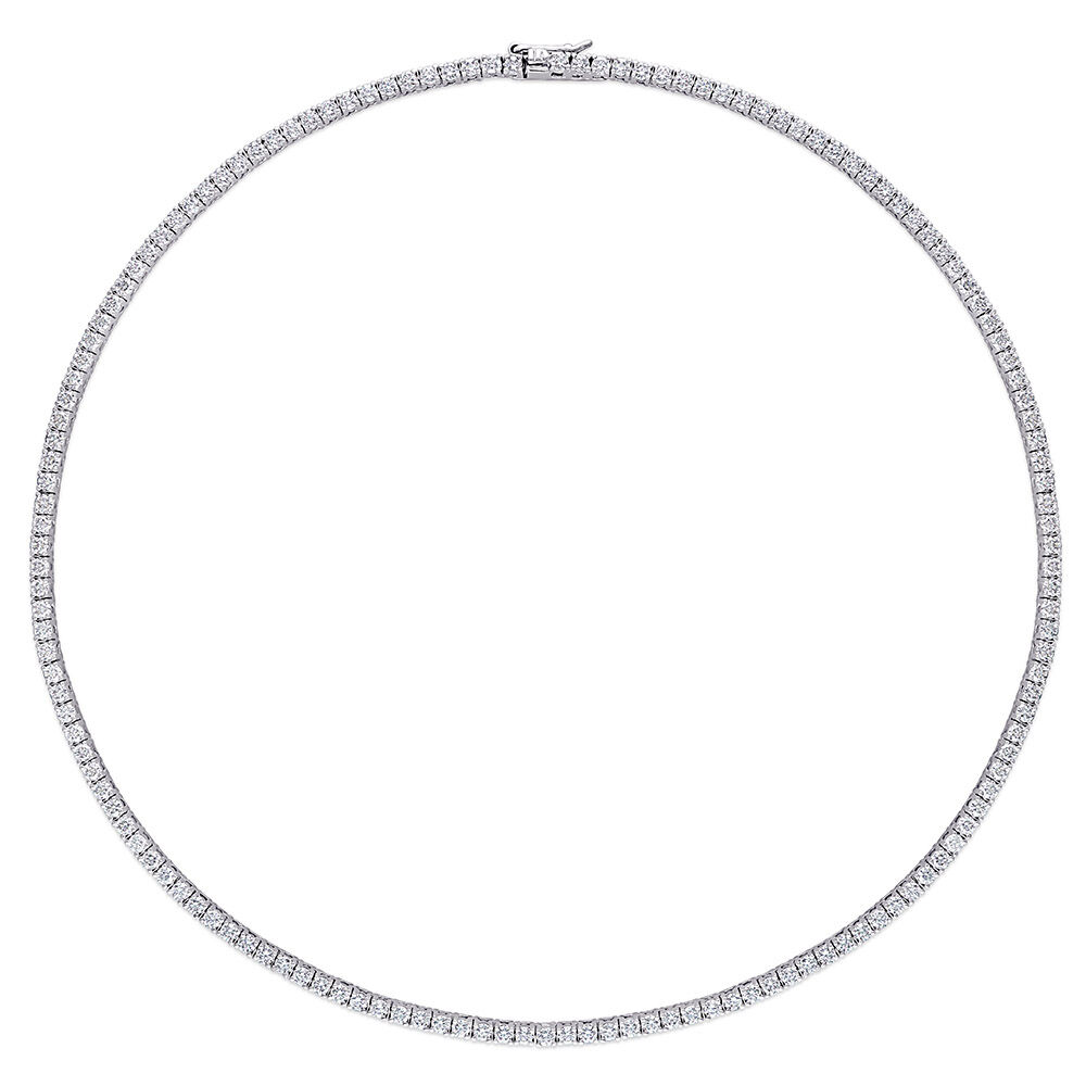 Moissanite Tennis Necklace – 12.5 Ct Round Cut Created Stones | 14K Gold Chain