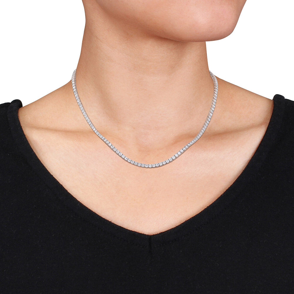 Moissanite Tennis Necklace – 12.5 Ct Round Cut Created Stones | 14K Gold Chain