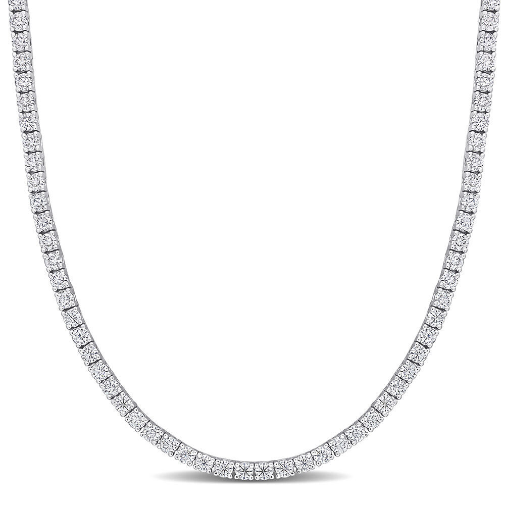 Moissanite Tennis Necklace – 12.5 Ct Round Cut Created Stones | 14K Gold Chain