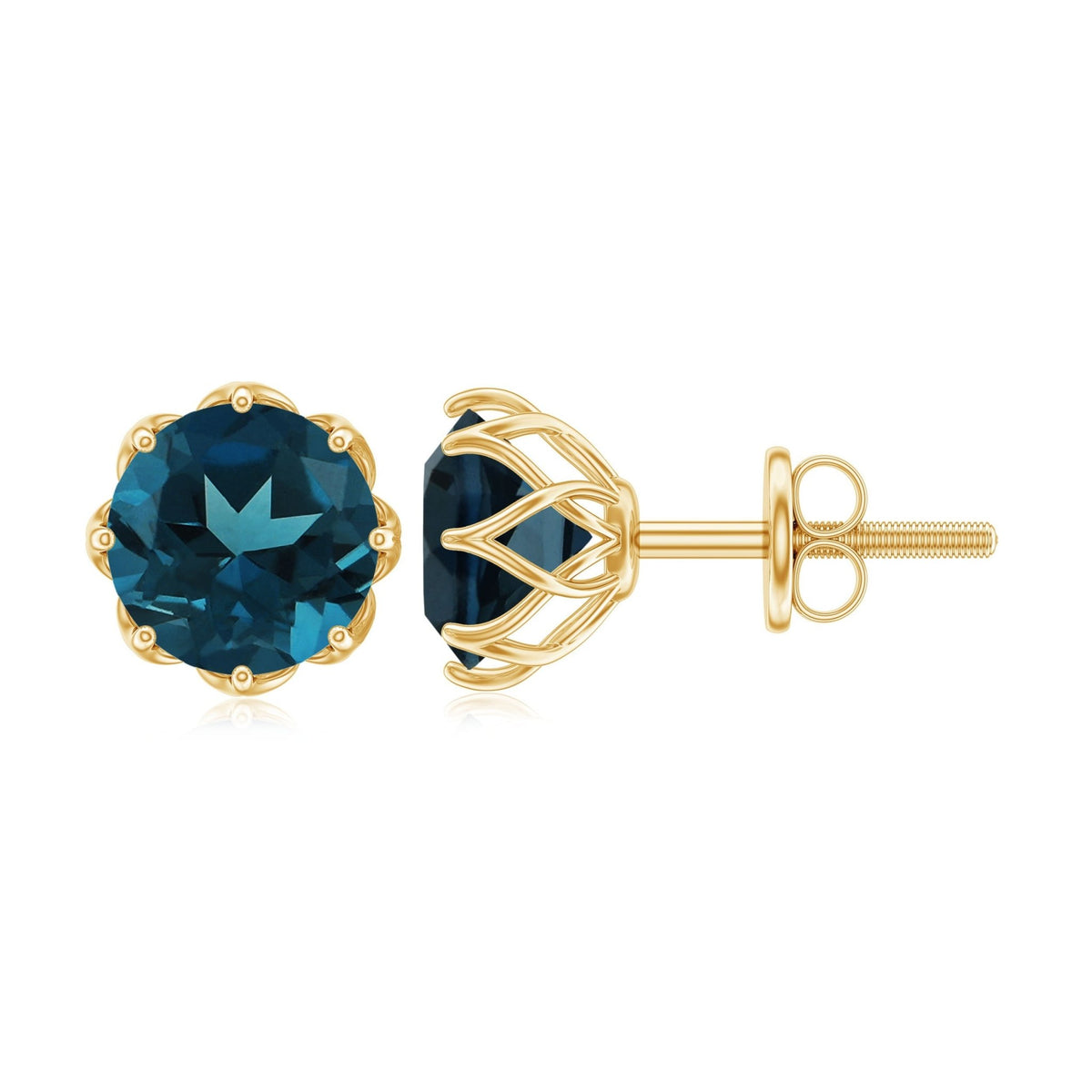 2.7 Carat Genuine London Blue Topaz Solitaire Stud Earrings With Certificate