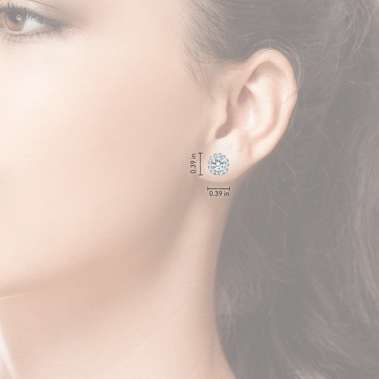 Lab Grown Diamond Earrings – 2 Carat Diamond Halo Earrings | 14K White Gold