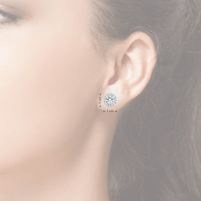 Lab Grown Diamond Earrings – 2 Carat Diamond Halo Earrings | 14K White Gold
