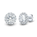 Lab Grown Diamond Earrings – 1 CTW Halo Studs | 14K White Gold, AGI Certified