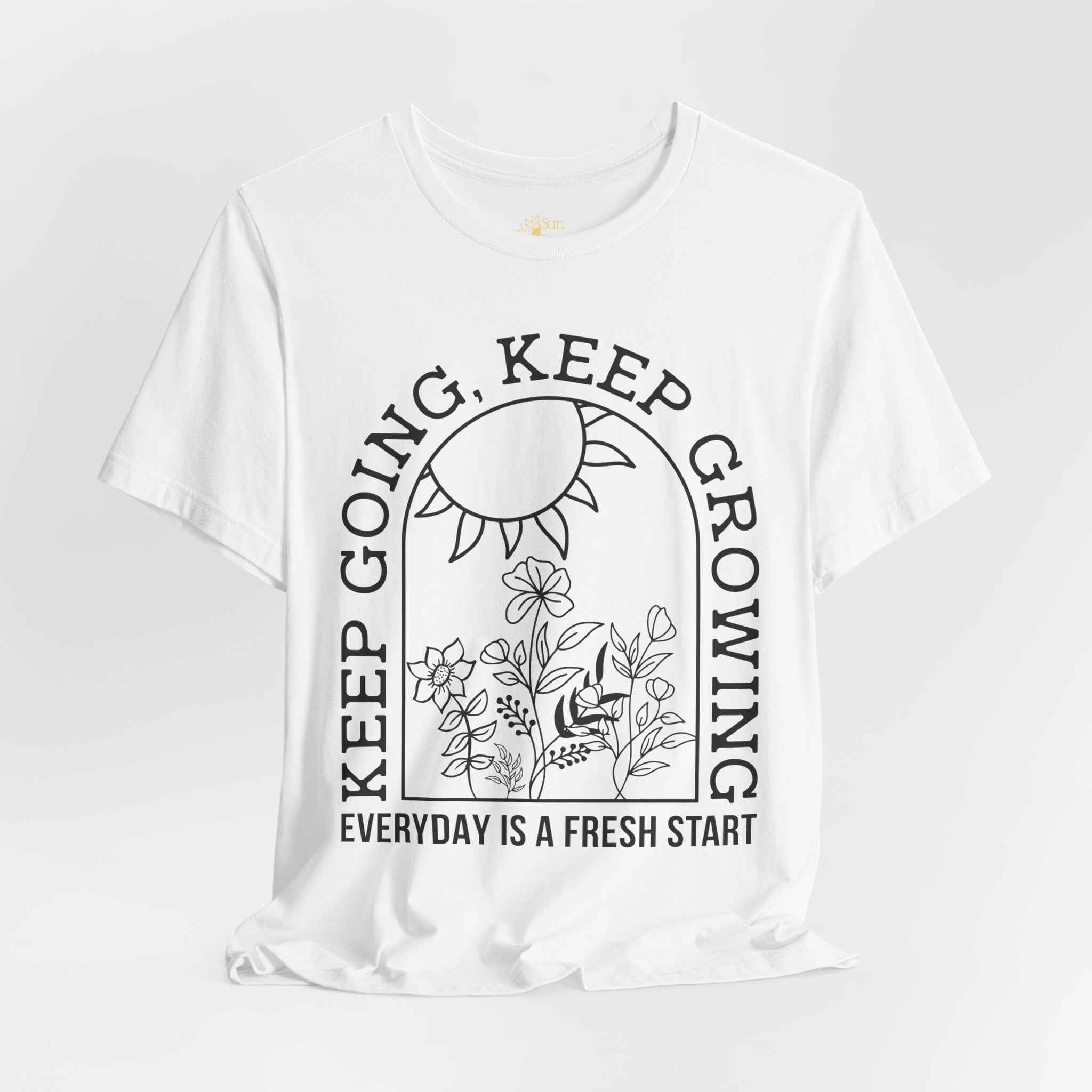 Positive Graphic Tee – Keep Growing Shirt With Floral Design | Bella+Canvas Soft Cotton