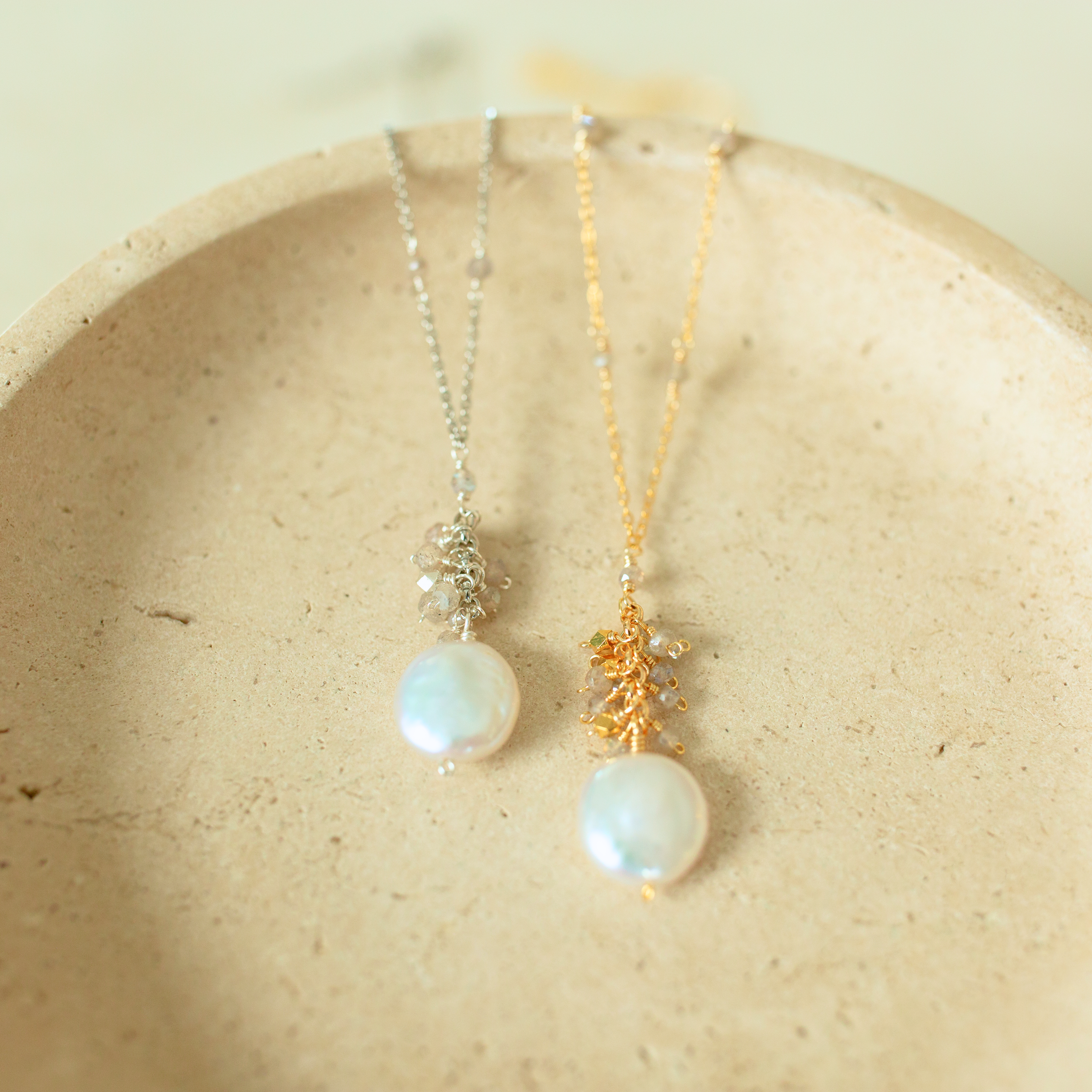 Silver Coin Pearl Necklace – Adjustable Freshwater Pearl Jewelry With Gold Vermeil Chain