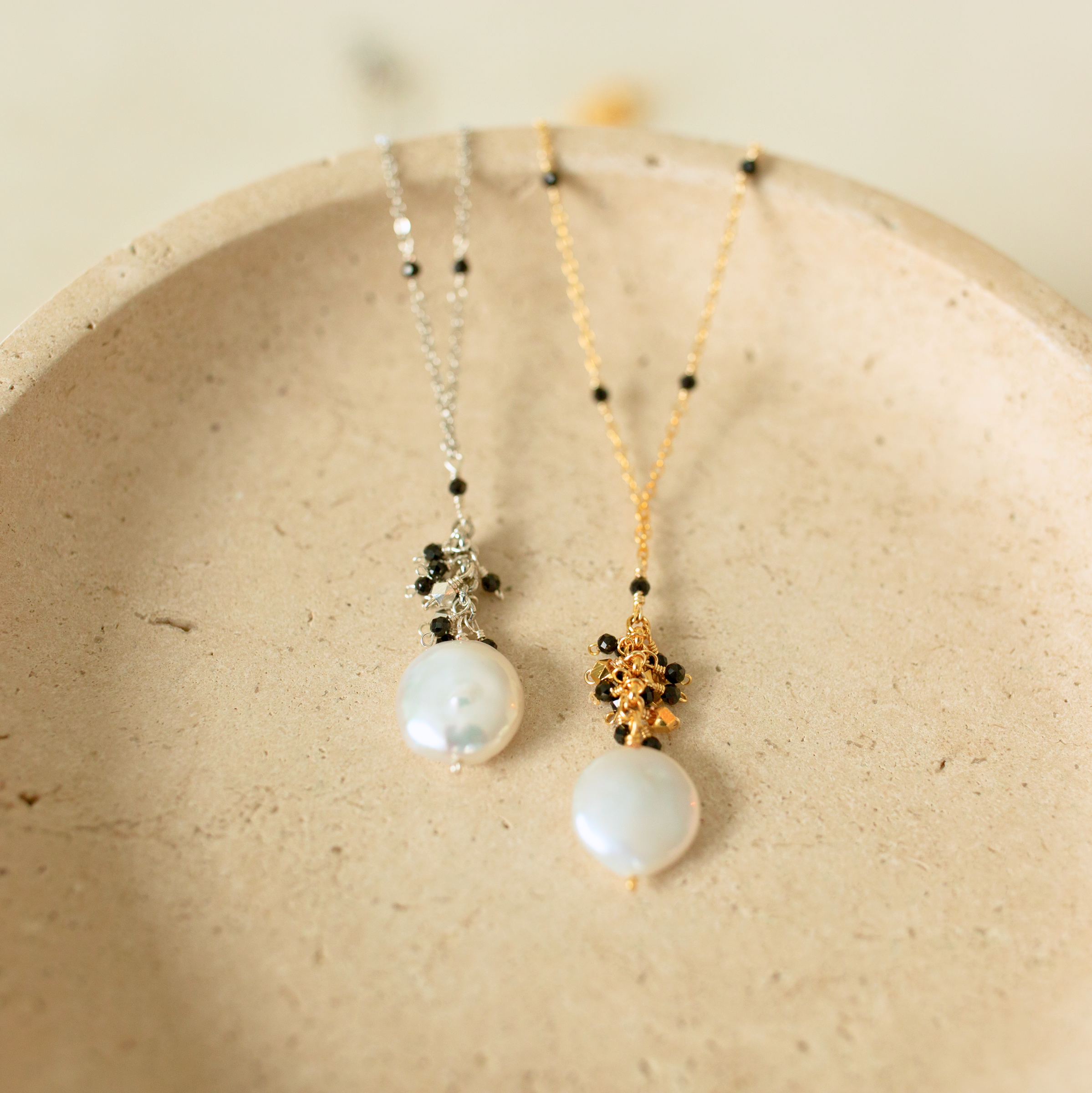 Silver Coin Pearl Necklace – Adjustable Freshwater Pearl Jewelry With Gold Vermeil Chain