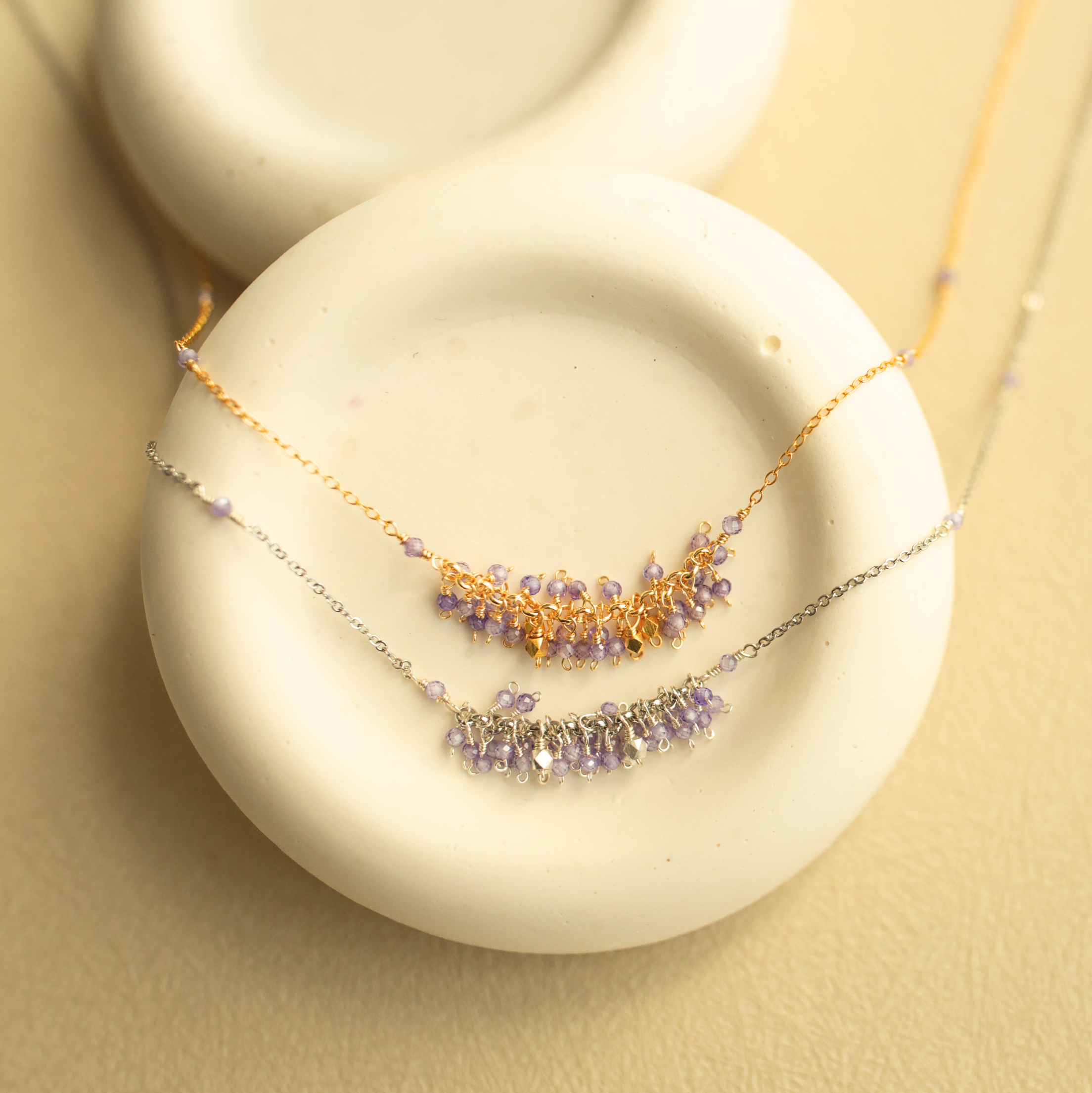 Labradorite Necklace – Adjustable Gold Chain With Wire Wrapped Beads & Gift Packaging