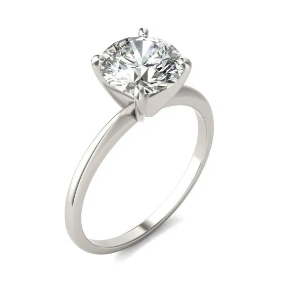 Lab Grown Diamond Ring – 2 CTW Round Solitaire Engagement in 14K White Gold Band