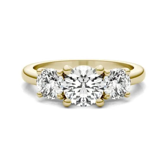 Lab Grown Diamond Ring – 3 Carat Three Stone Ring | 14K Gold Handcrafted Jewelry