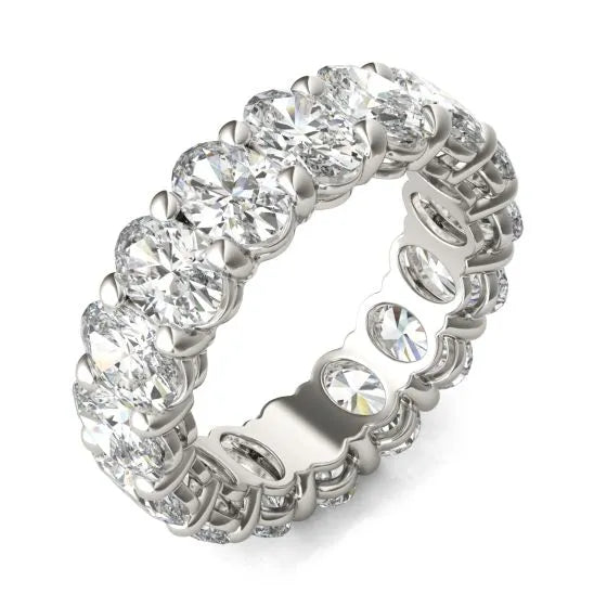 Oval Lab Diamond Ring – Classic Eternity Band | 5 5/8 Carat White Gold Ring